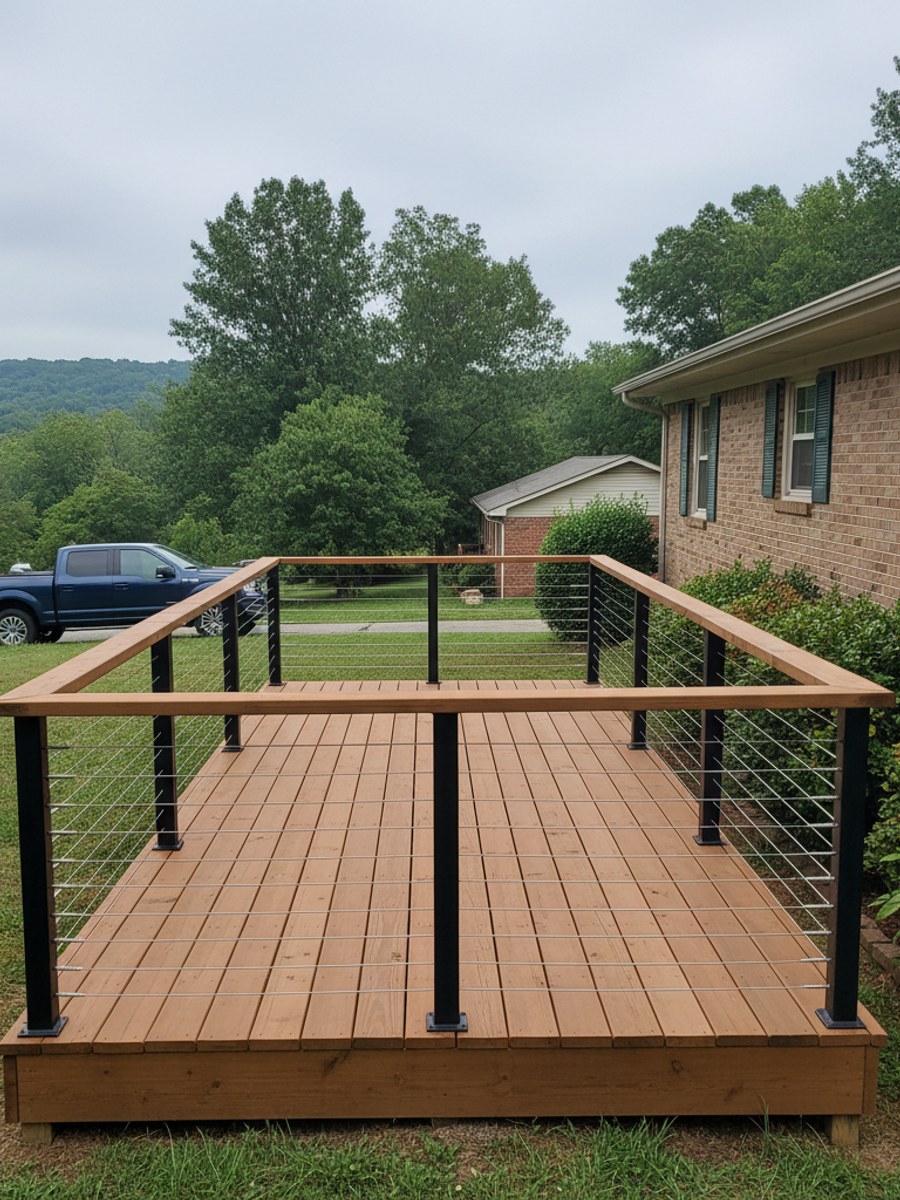 Custom Deck Design completed by Mighty Deck Solutions in Beebe, AR
